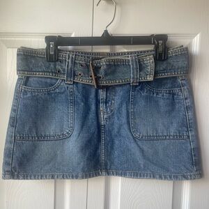 Vintage LEI Blue Denim Mini Skirt with Belt